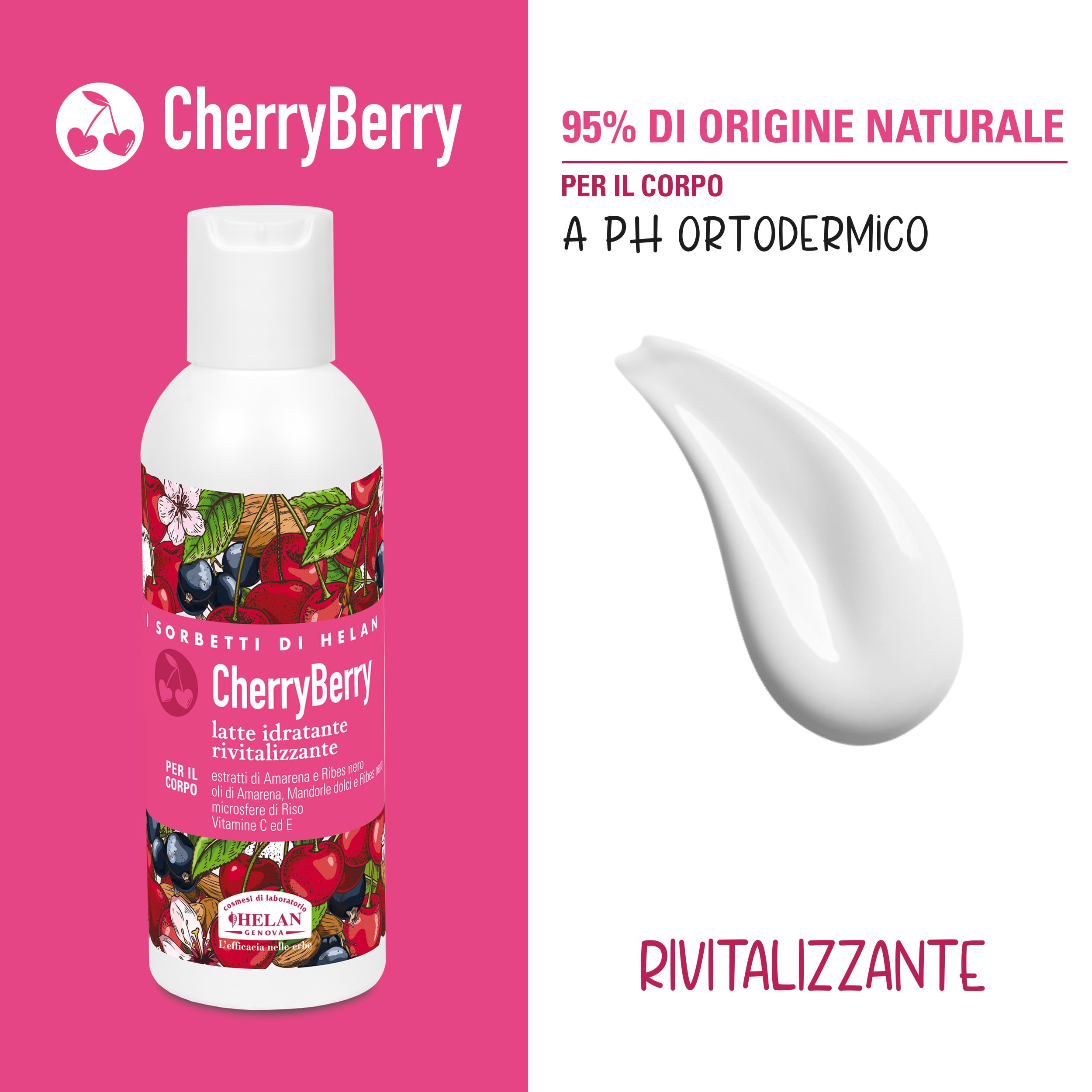 Helan I Sorbetti CherryBerry, Revitalising, Scented Body Cream with Antioxidant Vitamin C & E, Blackcurrant, Black Cherry - Image 2