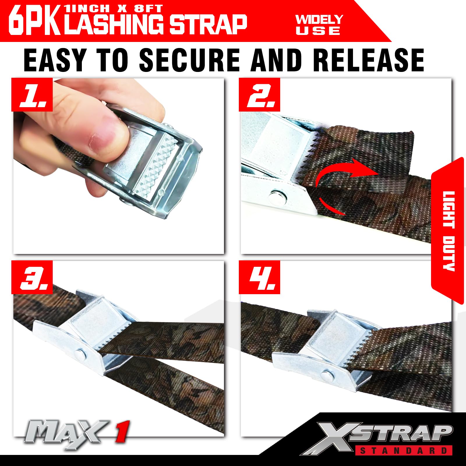 XSTRAP Lashing Straps - 8ft, 6 Pack -6