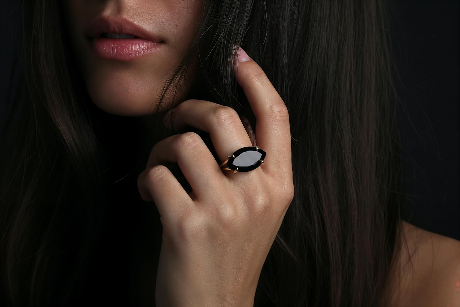 Sterling Silver Black Onyx Ring - Marquise Cut 925 Solitaire Gemstone Jewelry for Women - Image 4