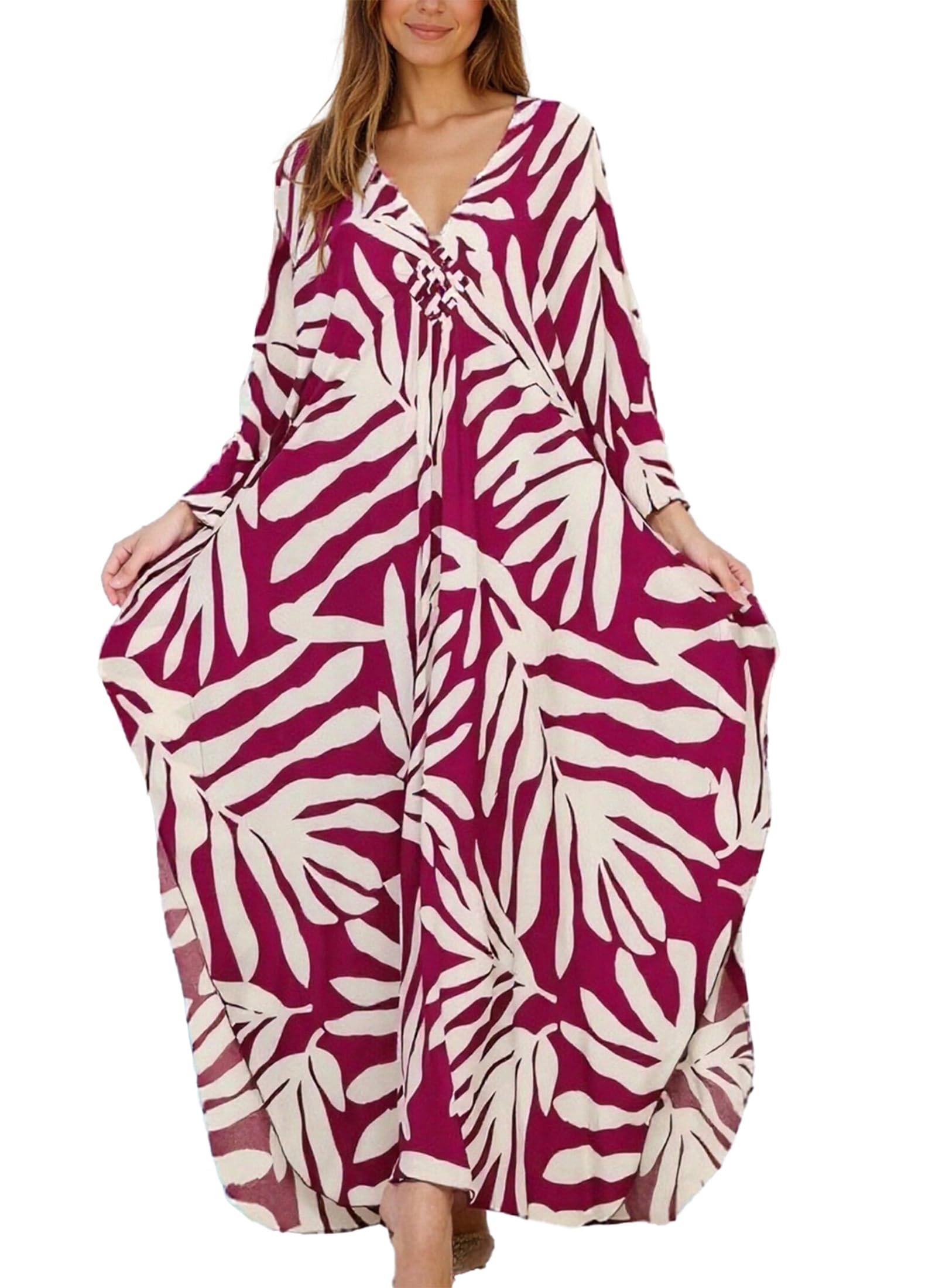 cthseie Women Animal Print Kaftan Dresses Plus Size Swimsuit Coverup Summer Bathing Suit Caftan Loungewear Beach Dress