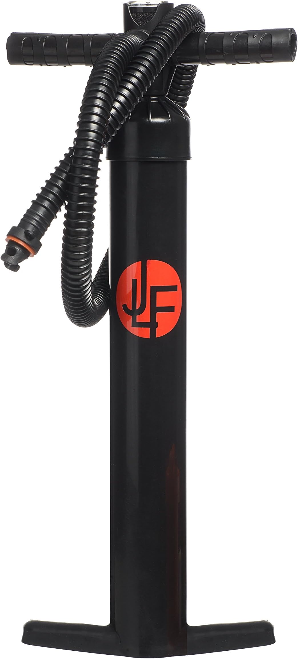 JLF Hand Pump with Pressure Gauge, Hose, and Air Valve Adapter (Dual Action)