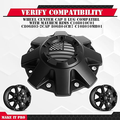 Miniatura 2 de KitsPro - Tapa central de rueda de 8 agarradera compatible con llantas Mayhem C108010C01 C806803-2CAP 806804CB7 C108010MB01, paquete de 1 (negro