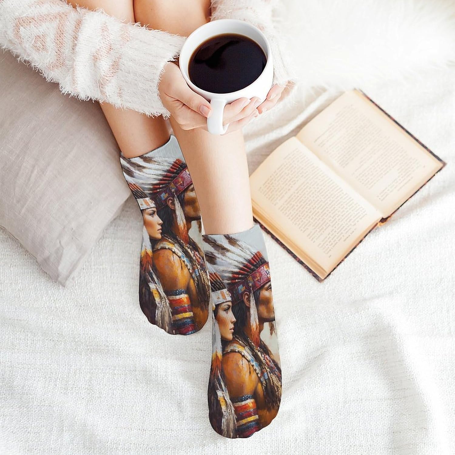Native USA Indians Men Women Ankle Socks No Show Socks Cushion Low Cut Socks 5 Pack