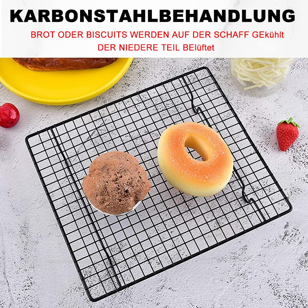 Grille de Patisserie, Grille de refroidissement en acier inoxydable pour grille-pain Grille de four pour la cuisson au four Rôtir Griller Griller Grille pour biscuits Passe au lave-vaisselle(Le noir