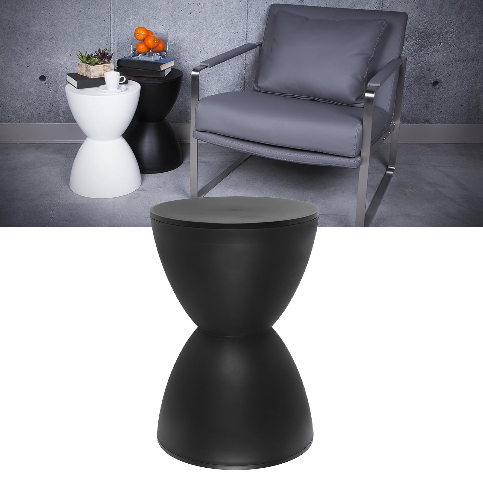 Sanduhrförmiger Moderner Hocker, Poolhocker für Unterwasser, Dekorativer Hocker, Outdoor-Gartenhocker, Runder PP-Beistelltischhocker Zum Schuhwechsel für den (Schwarz)
