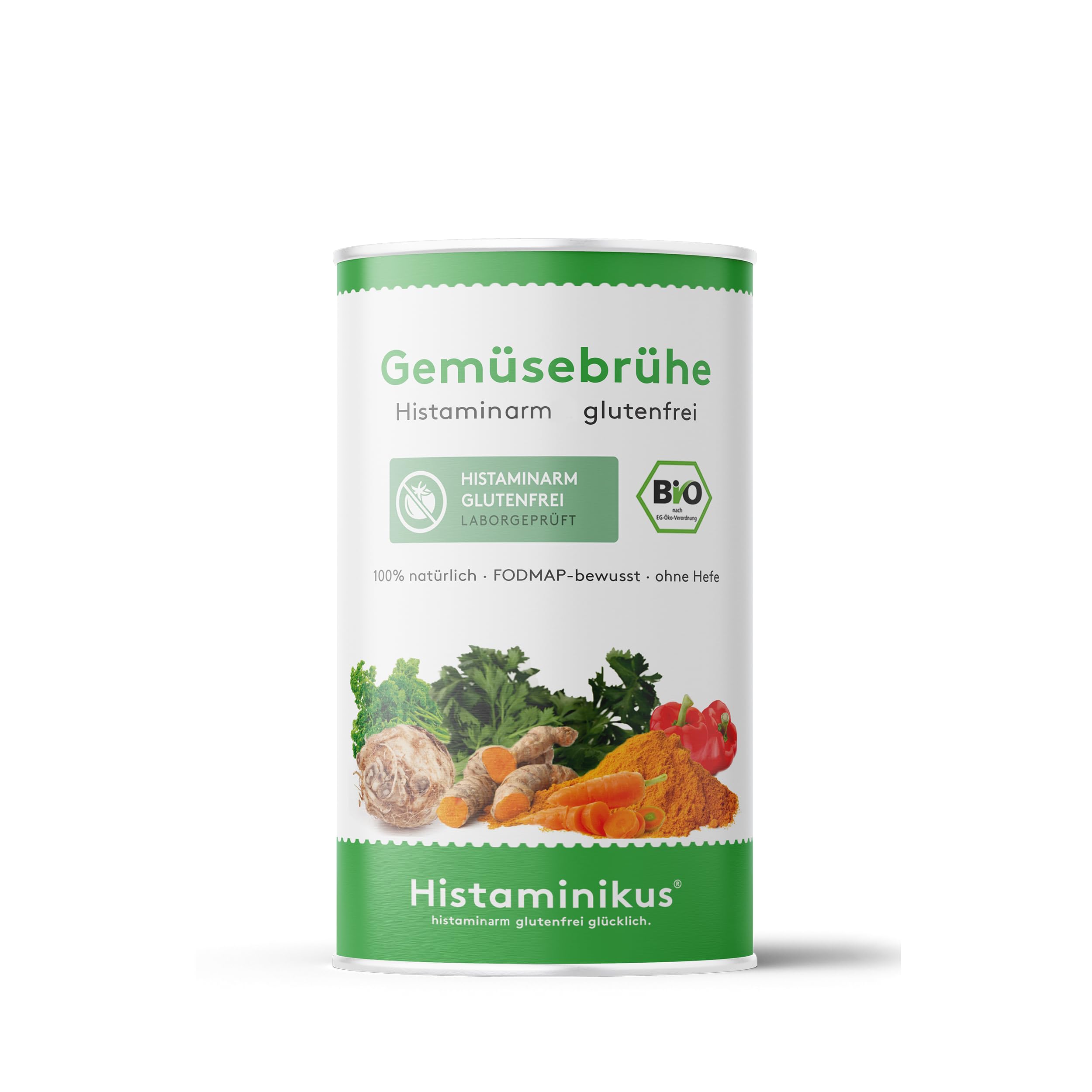 Histaminikus Bio Gemüsebrühe - für bis zu 9,5 Liter Brühe - Gemüsebrühe ohne Zwiebeln - Bio Suppe - histaminarm & glutenfrei Leben - ohne Hefe - geeignet bei Histaminintoleranz - Made in Germany