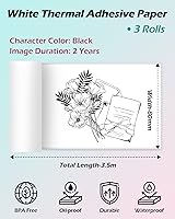 Vista 37 de Phomemo Papel adhesivo térmico blanco de 1.969 in, compatible con Phomemo M02/M02S/M02 PRO/M04S/M04AS Mini impresora térmica, texto negro, 3 rollos