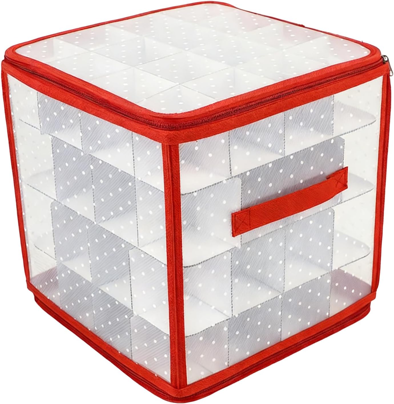 Ornament Storage Box | Holiday Decor Container with Dividers - Christmas Ball Container | for Bedroom Living Room Indoor Outdoor Fireplace Mantel Kitchen