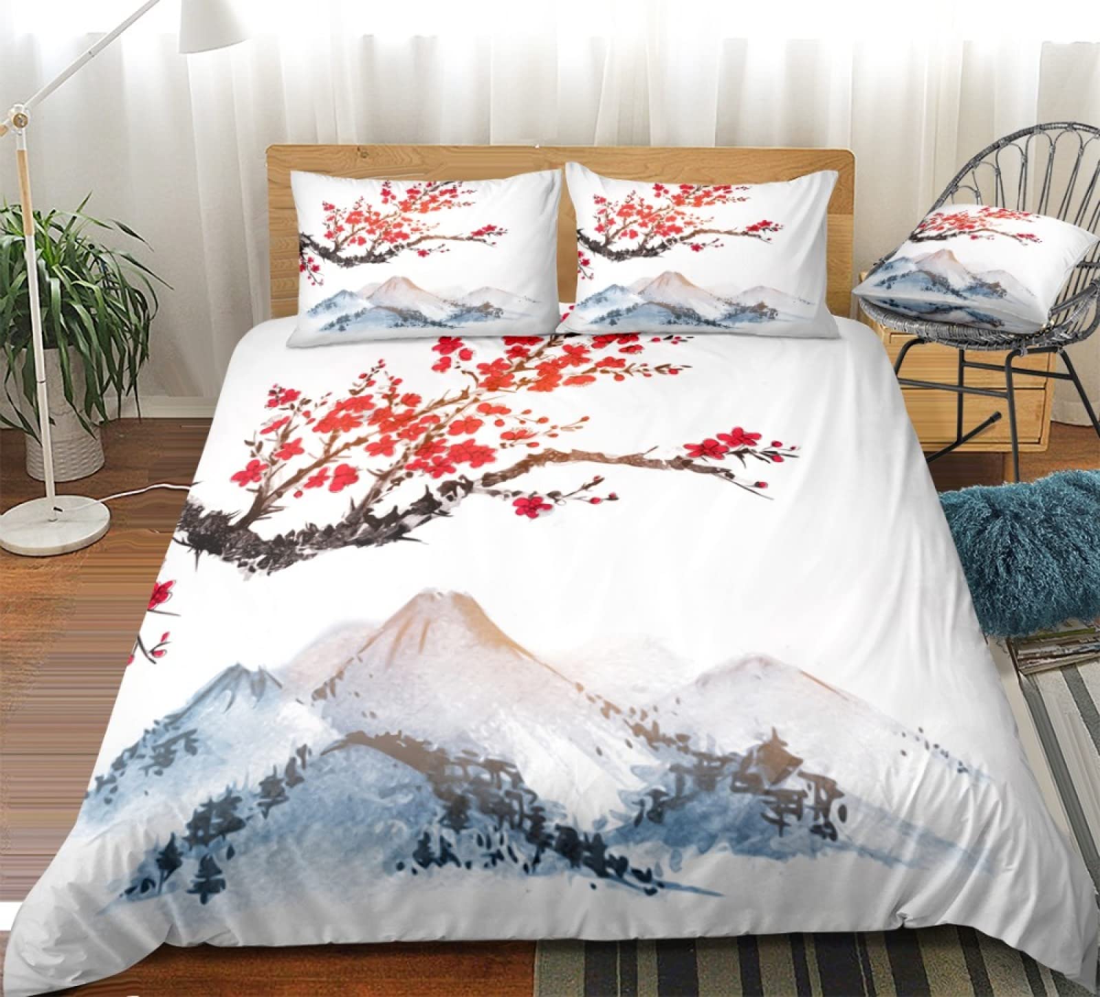 Housse de couette microfibre 110g/m² haute densité prune et blanche avec fermeture éclair