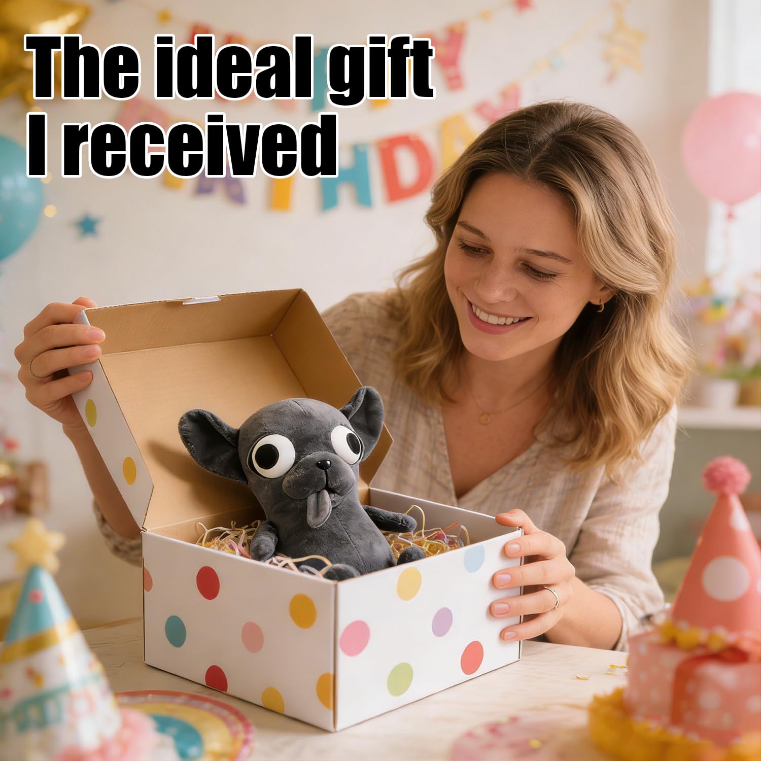 Juguete de Peluche de Chihuahua, 25 cm Muñeco de Peluche Chihuahua, Lindo juguete de peluche para cachorro, Divertido Chihuahua de Ojos Grandes, Chihuahua Plush Toys, Regalos para Niños y Niñas