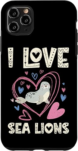 Funda para iPhone 11 Pro Max I Love Sea Lions Shoreline Marine Mammals