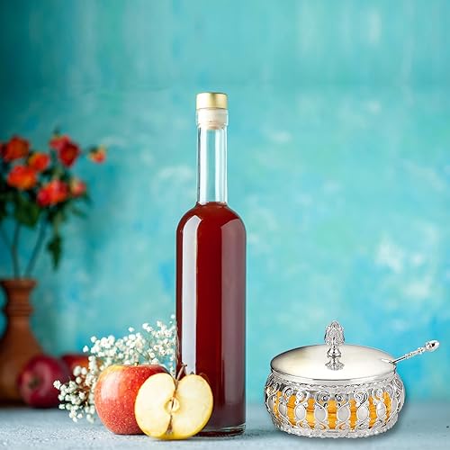 Miniatura 6 de Rosh Hashanah - Juego de platos de manzana y miel plateados, regalos de fiesta de anfitriona judía de Año Nuevo, accesorios de cocina, regalos de