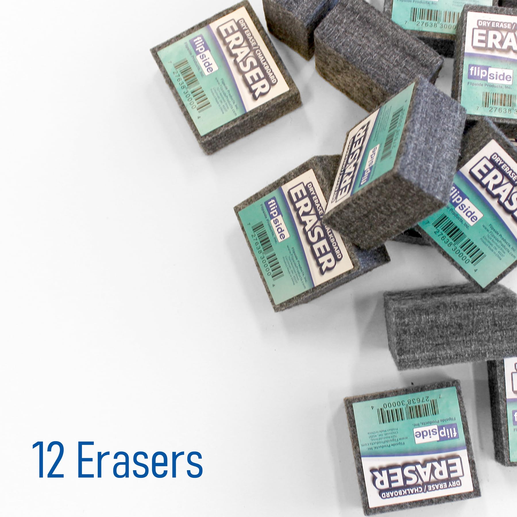 Flipside 30009 - Set di gomme da cancellare a gesso e a secco, 5 x 5 cm, colore grigio scuro (confezione da 12)