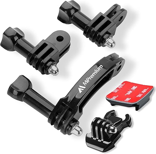 MiPremium Juego de montaje de casco de brazo de extensión giratoria para GoPro Hero 13 12 11 10 9 8 7 6 5 4 Session Negro Plata XIAOYI 4K SJCAM