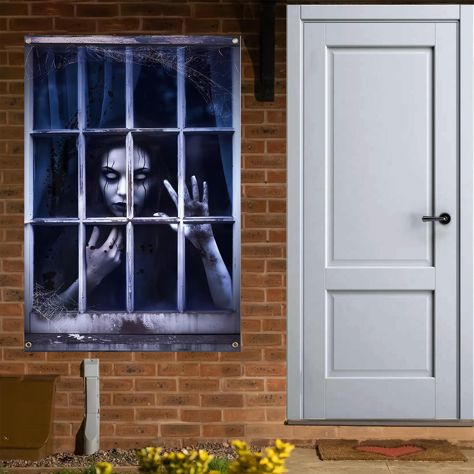 2 Pièces Decoration Halloween Fenêtre, Effrayante Stickers