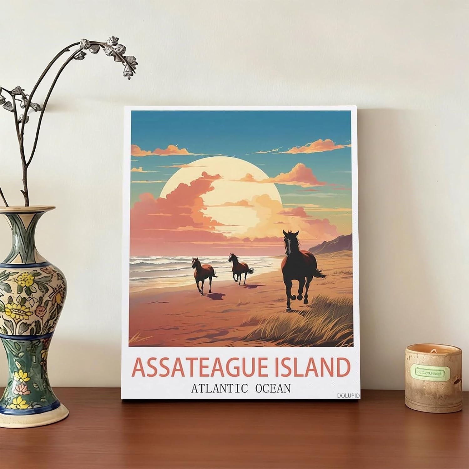 Assateague Island Atlantic Ocean Vintage Travel Poster 08x10inch Canvas Art Poster and Wall Art Picture Print Modern Family Bedroom Decor Posters Framed image 3