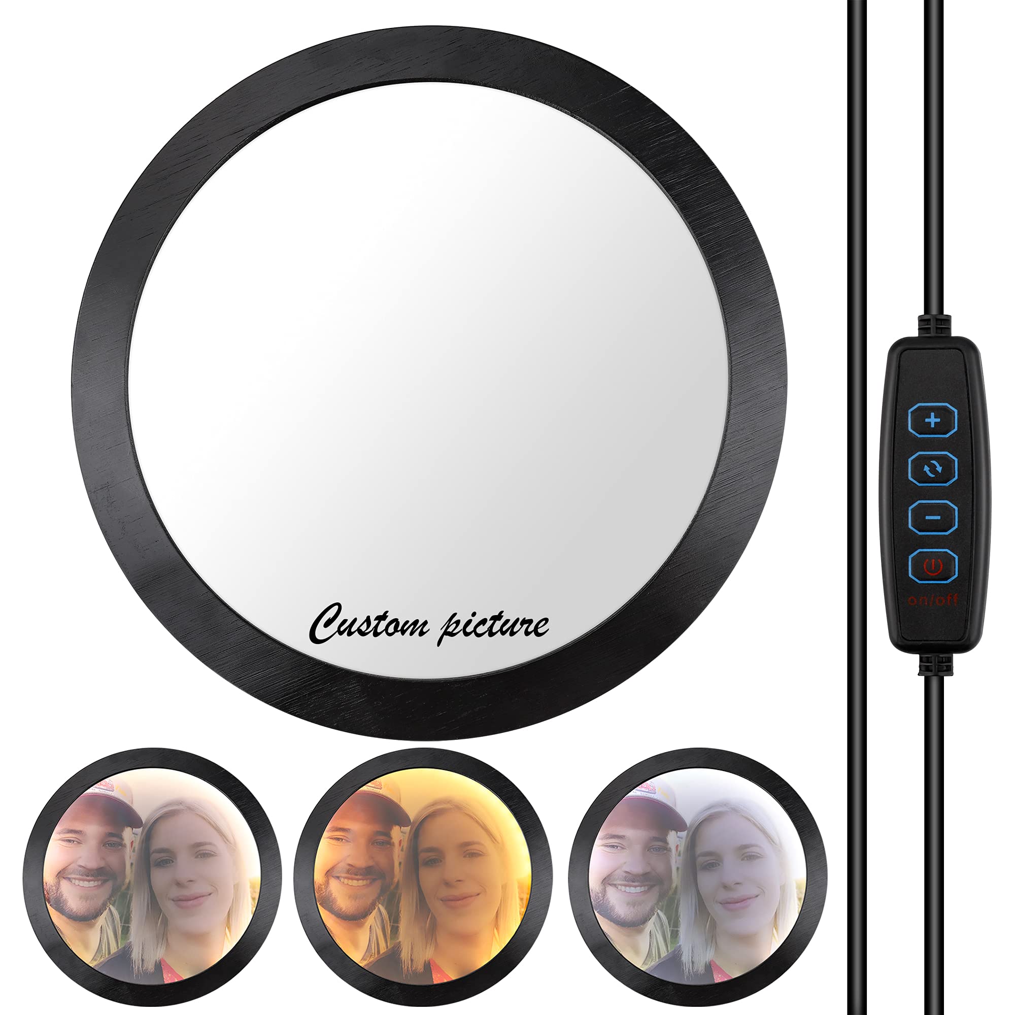 LAIMAIPersonalized Mirror Night light Custom Photo Makeup Mirror Lamp Romantic Creative Gift for Women