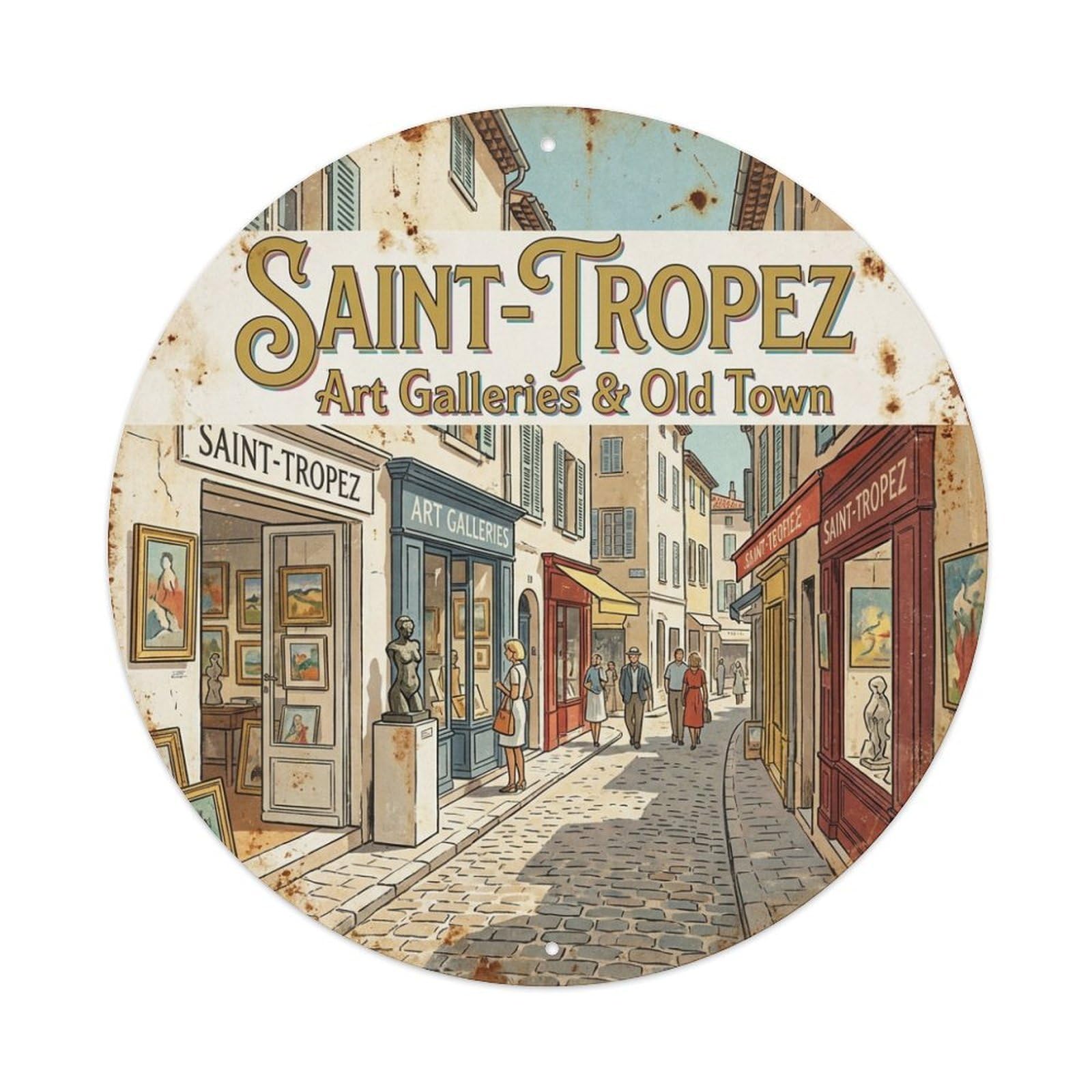Galleries Old Town French Riviera Saint Tropez Travel Metal Tin Sign