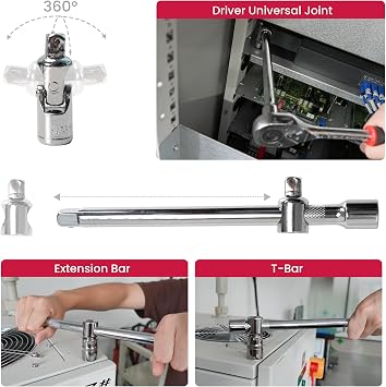 Socket Ratchet Wrench Set, 95PCS Socket Set, Mechanics Tool Set for Car