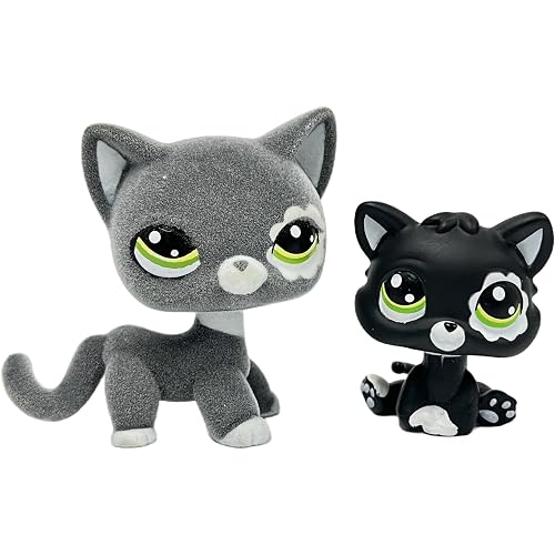 2pcs/Set Custom Pet Shop Toy Flocked Cat Collie Great Dane Cocker Spaniel Dachshund Dog with Baby Puppy Kitten OOAK (#2249 and 2249S)