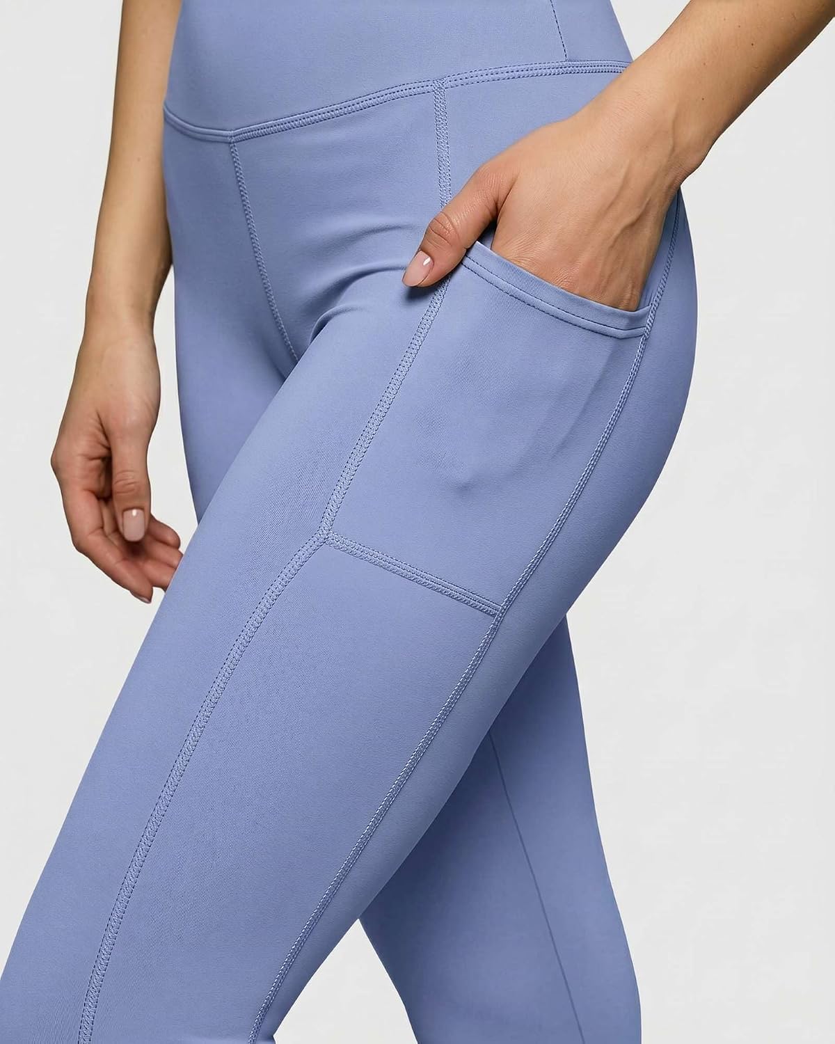Real Essentials 4 Pack: Women's Full Length Fitted Athletic Yoga Performance Leggings with Pockets (Available in Plus Size)