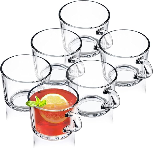 KADAX Tea Glasses, Set of 6 Glasses With Handles, Dishwasher Safe, Drinking Glasses for Coffee, Tea, Water, Juice, Drink, Garden