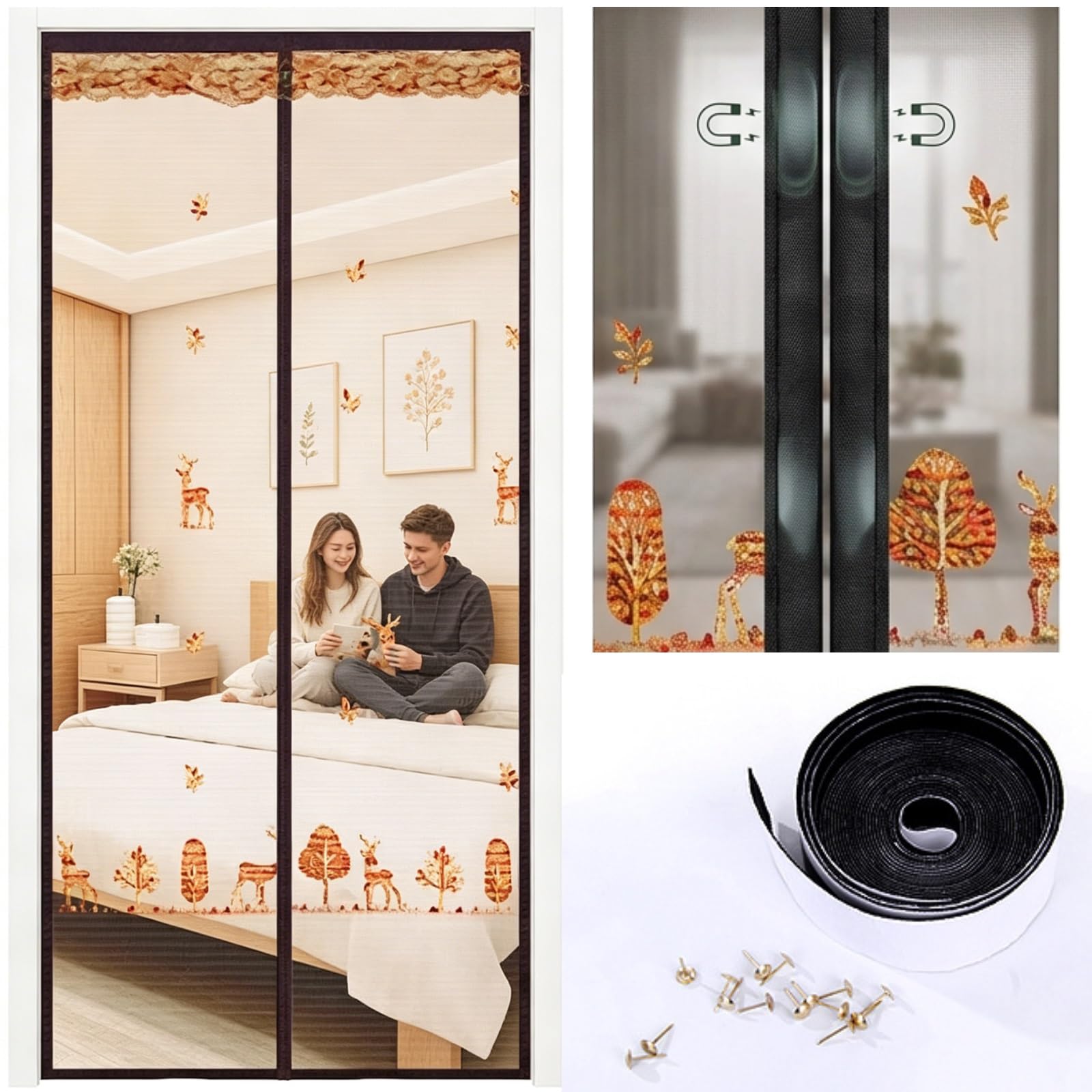 Moustiquaire porte magnétique pour aérer votre balcon en été avec un rideau en polyester solide