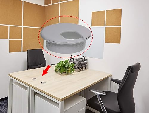 Miniatura 3 de Mini Skater Ojales de escritorio de plástico de 2 pulgadas, 10 unidades, para cables de alambre, gestión flexible, ligero, ajustable, organizador de