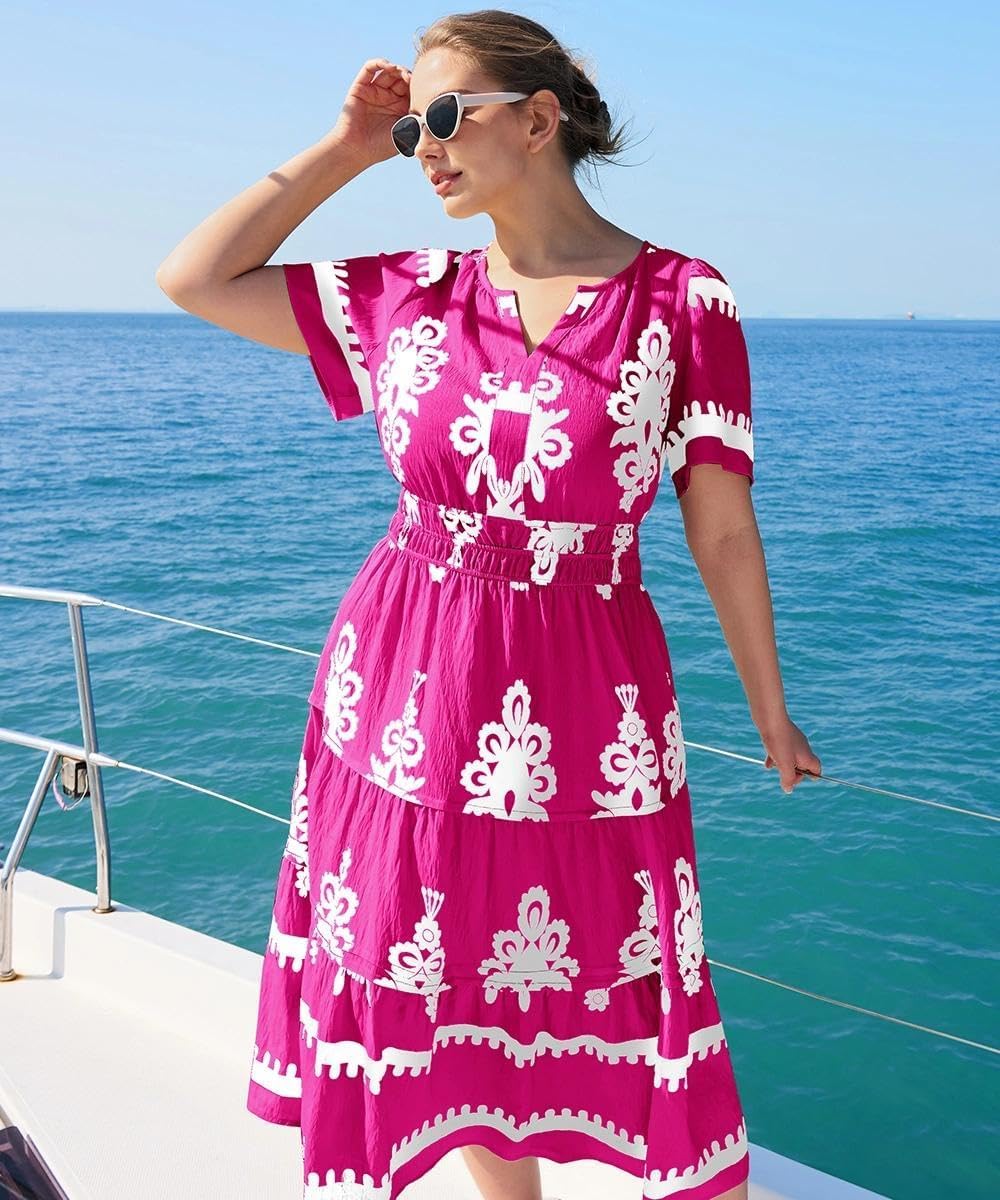 RITERA Plus Size Dresses for Curvy Women Floral Boho Maxi Dress Summer Sundress for Church or Wedding XL-5XL (14W-28W)