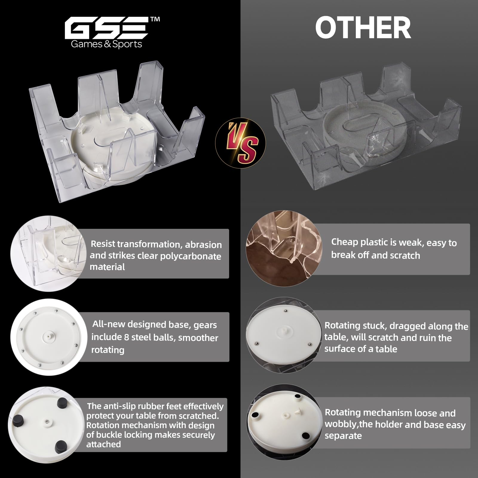 Vassoio Carte Da Gioco Rotante 360° - Per 2 O 6 Mazzi Di Carte - Foto 2