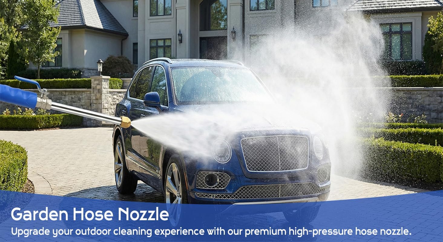 Utrum Upgraded Hydro Jet Nozzle Power Washer for Garden Hose High Pressure Attachment Wand Water Hose Watering Car Gutter Wash Spray Powerful Cleaning Tool Patio Accessories Quick Connector Kit