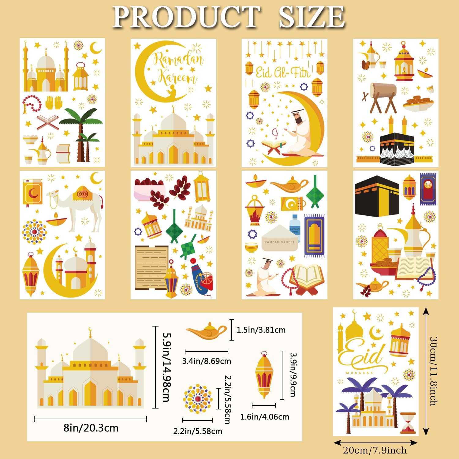 Eid Mubarak Ramadan Decoration Window Stickers Eid Mubarak Ramadan Kareem, 196 Ramadan Eid Mubarak Window Stickers Home Decor Star Lantern