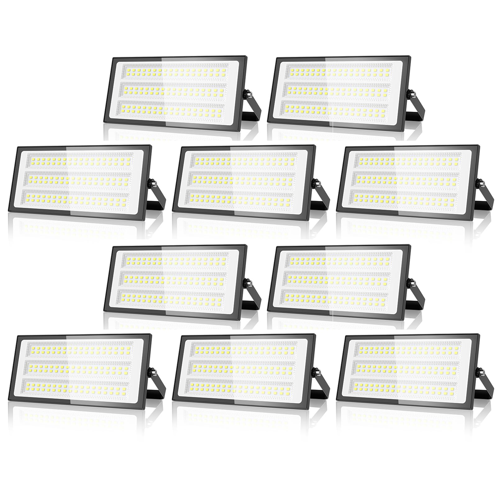 100W LED Floodlight Outdoor - Super Bright 10000LM Outdoor Security Lights IP66 Waterproof Flood Lighting 6000K Cool White Wall Light Outdoor Lights for Garage Patio Backyard Front Yard-10Pack