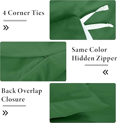 Miniatura 6 de Royale Linens Juego de funda de edredón de color verde cazador, tamaño Queen, 3 piezas, fundas de edredón de doble cepillado con cierre de