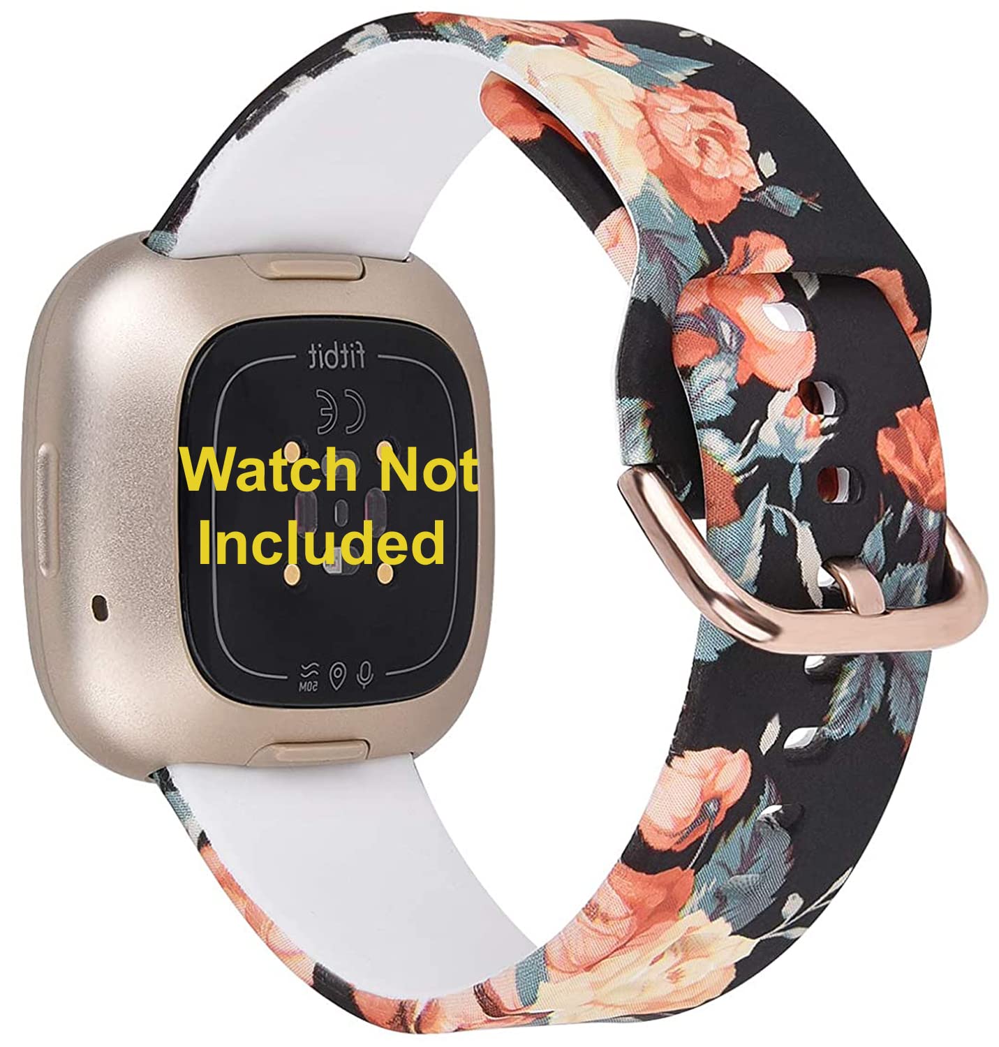 Zitel® Bands Compatible with Fitbit Versa 3 Straps for Women Girls, Floral Silicone Printed Fadeless Pattern Sports Bands for Versa 3 Smart Watch - Red Rose (B0B4515GSK) Amazon Price History, Amazon Price Tracker