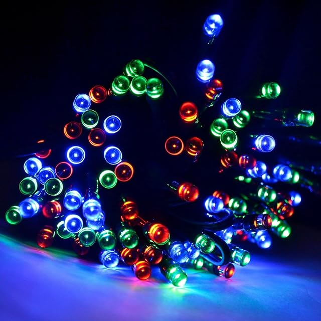 RunQiao Solar Powered Fairy String Lights 20 Meters 200 LED Waterproof 8 Modes Outdoor Garden Christmas Light Multi-Color