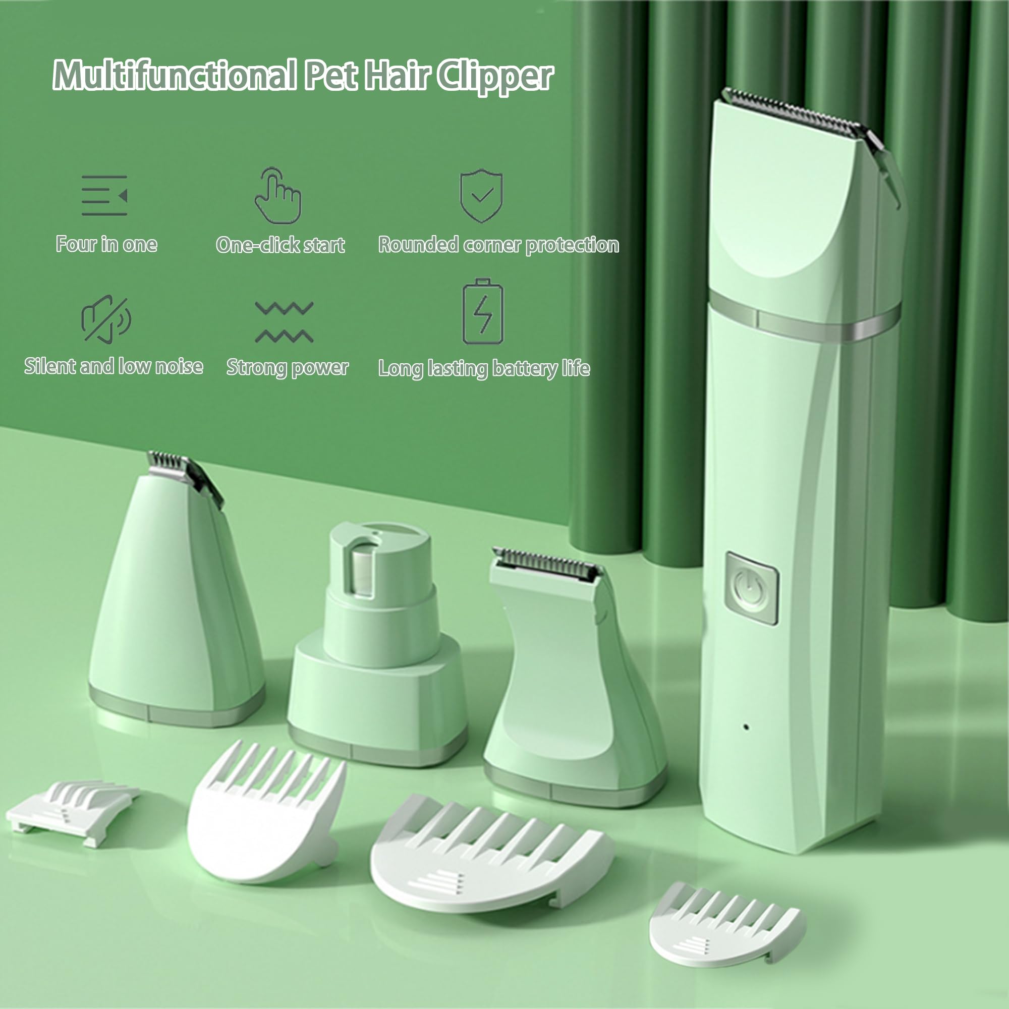 ABPETE 2025 New Dog Grooming Kit:Quiet Gentle Dog Clippers for Grooming,Small Cat Clippers with 4 Trimmer Blades and 4 Guard Combs,Electric Hair Trimmer for Paws, Eyes, Ears, Face Hair