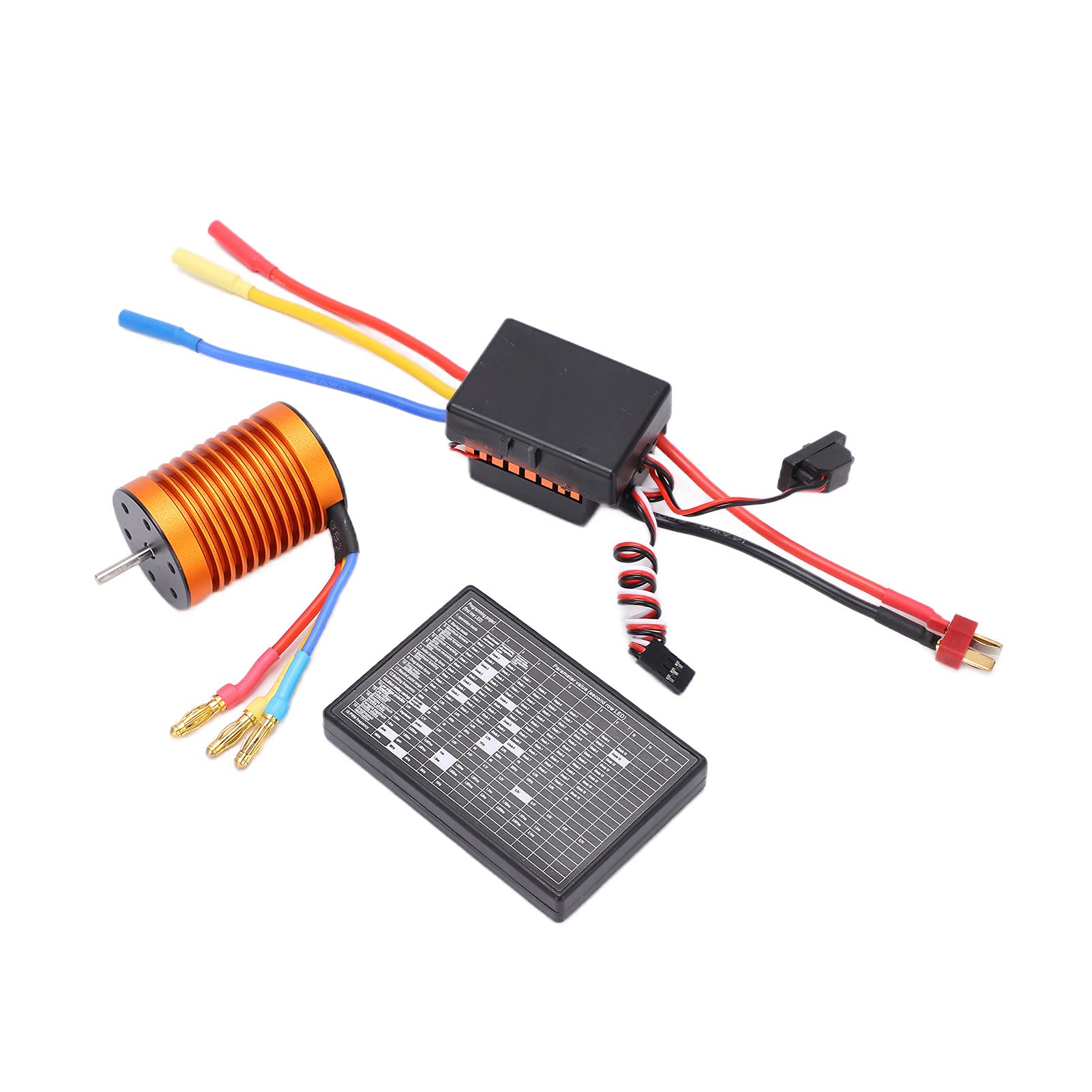 Keenso Juego de Motor sin Escobillas RC, Motor sin Escobillas F540 4370KV con ESC Impermeable de 60 A, Diseño de Aleación de Aluminio de 4 y 12 Ranuras, Tarjeta de Programación, para Actualización de