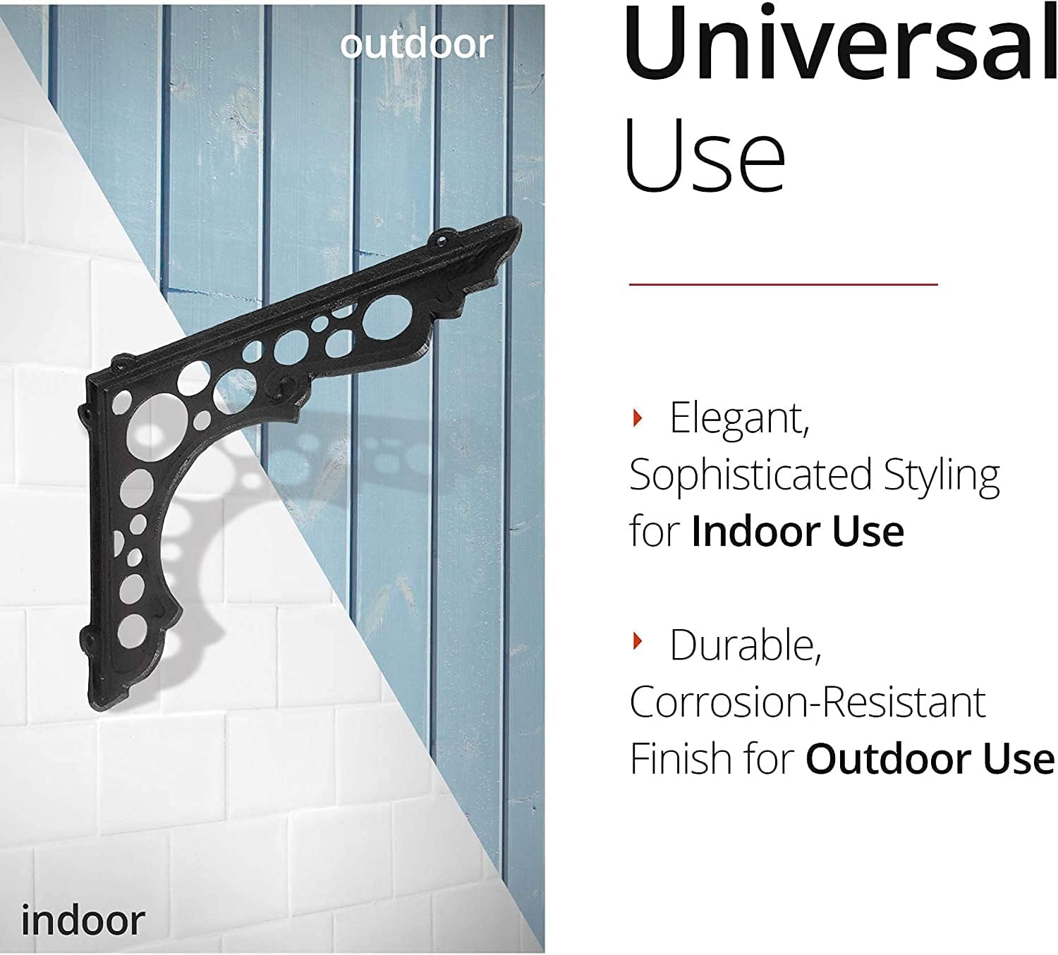 NACH Decorative Shelf Brackets, 4 Pack of 7.5 x 1 x 6.2 inch, Black Cast Iron Rustic Shelf Brackets - Metal Shelf Supports- Circle Style Wall Shelf Brackets