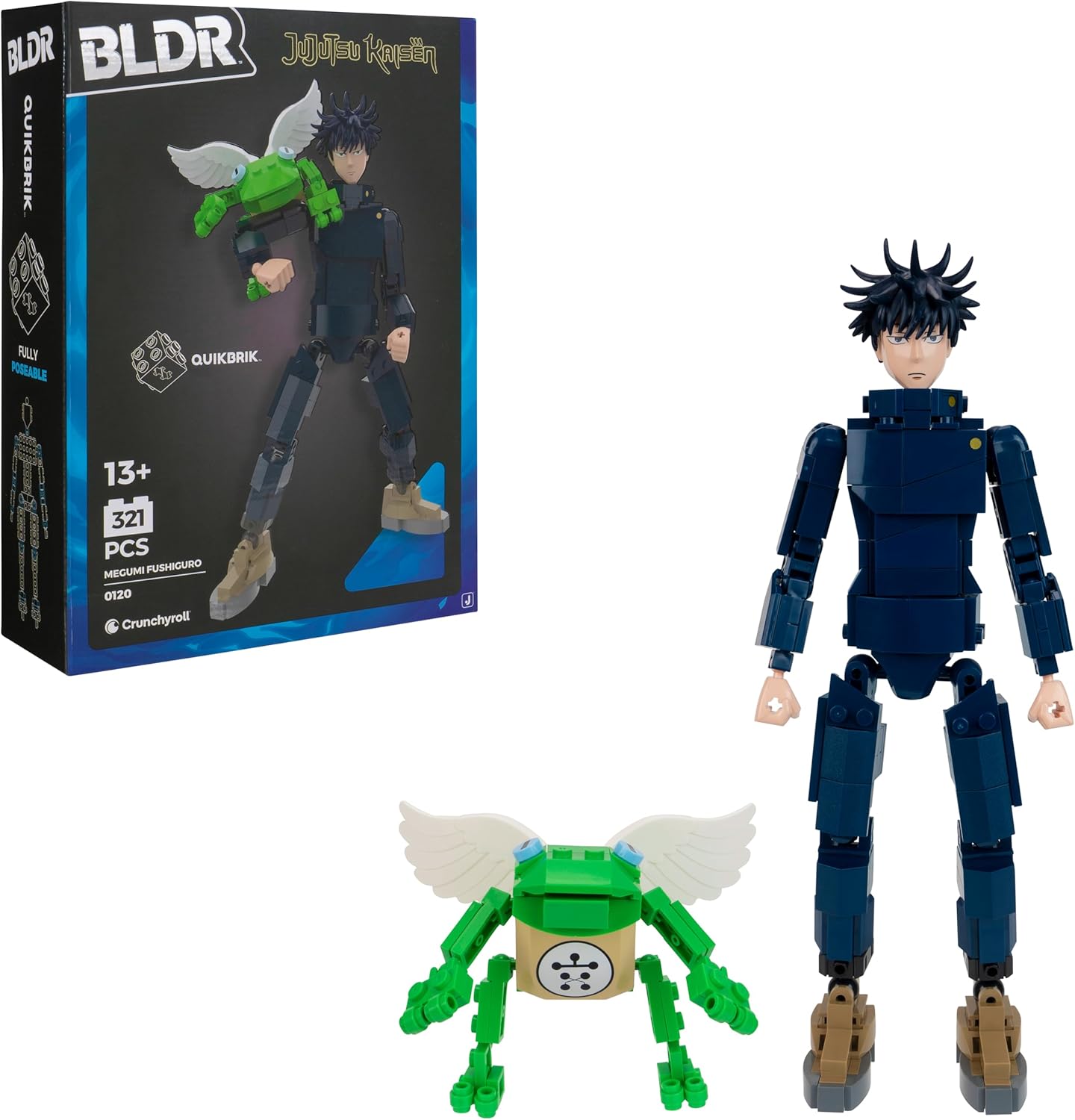 BLDR Jujutsu Kaisen Megumi Fushiguro Building Set - 9.5-Inch Buildable Articulated Action Figure, 0120