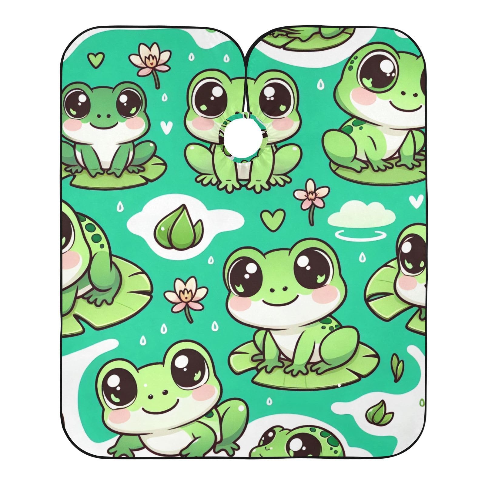 Hezely Cute Frogs Hair Dye Cape, Barber Cape for Adults,Waterproof Salon Cape,Waterproof Hairdressing Styling Hair Cutting, 65