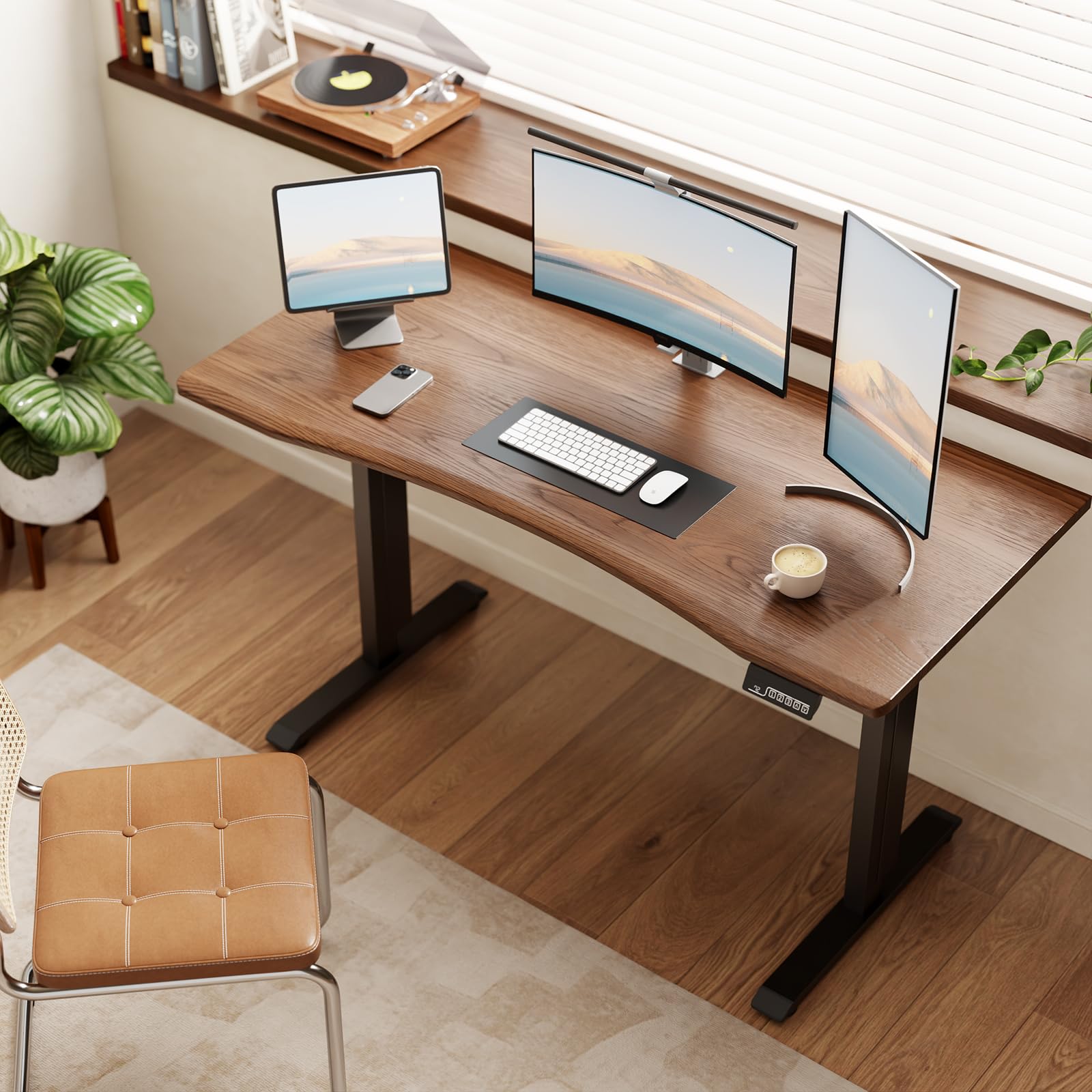 YAZIFIRSTLY Solid Wood Electric Standing Desk