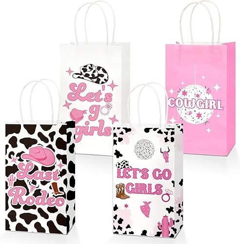 16 bolsas de papel de regalo para niñas, suministros de despedida de soltera, vaquera occidental, bolsas de recuerdos de fiesta de último rodeo,