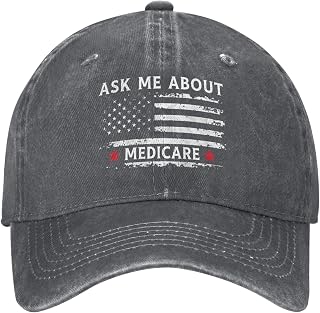 Ask Me About Medicare Hat Health Insurance Consultant Denim Baseball Cap Retro Golf Dad Fitted Running Cap