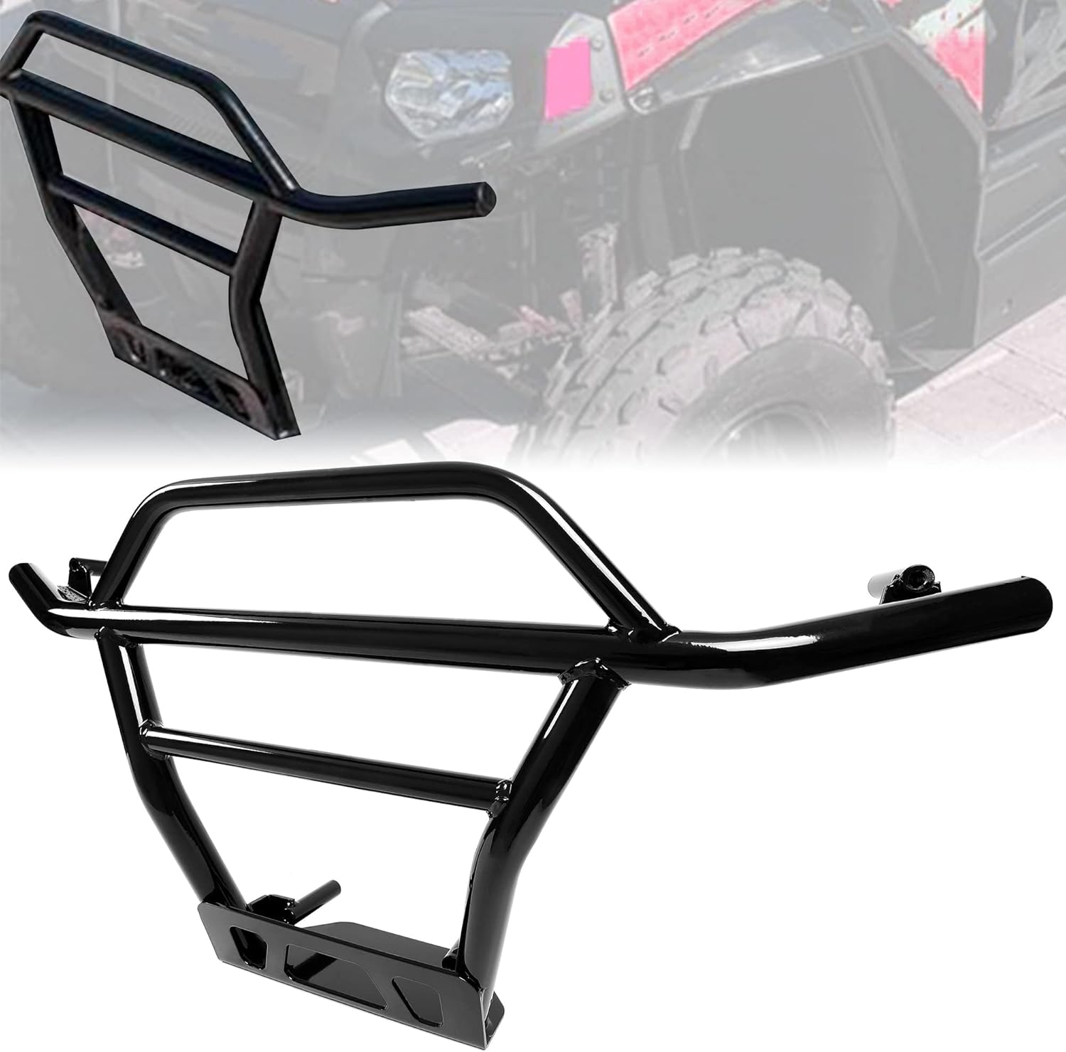 KUAFU Front Bumper Brush Guard Compatible with 2009-2020 Polaris RZR 170 Replacement for 2877813 Powder Coated Black Steel