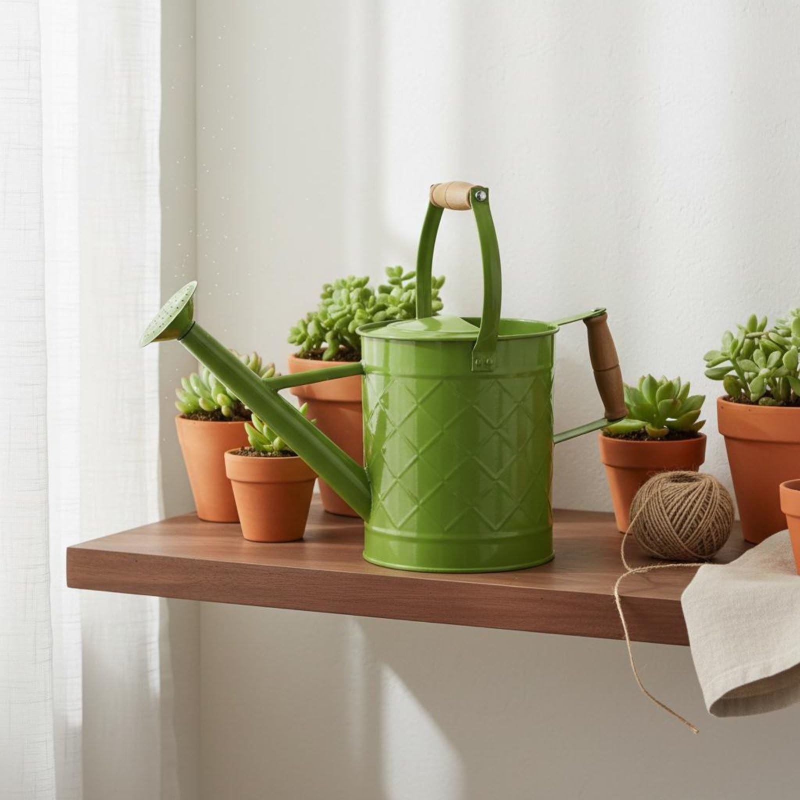 Annaffiatoio Metallo Giardino Irrigazione Controllata Manico Superiore Lato Pratico Spout Lungo Uso Interno Esterno Serra Casa Adatto per Annaffiatura Quotidiana Orto Domestico, Rosso