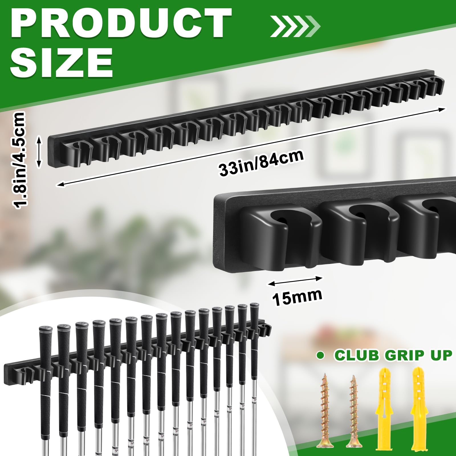 Blueweenly Wooden Golf Club Holder Wall Mount Golf Club Rack Hanger Organizer for Wall Display Garage Putters with Screws, Grip up Type