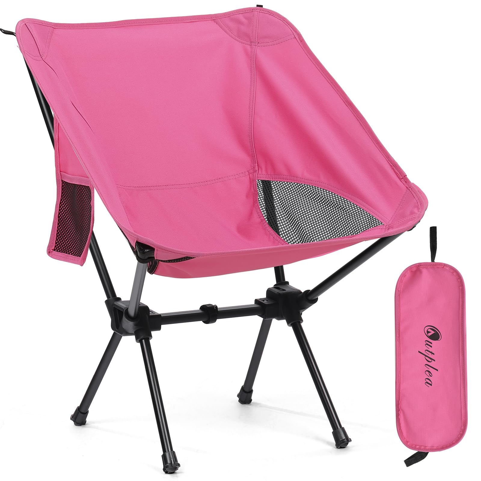 Outplea Pink Lightweight Small Folding Camping Chair for Adults, Compact Fishing Chairs, Portable Backpacking Chair for Outdoor Beach Hiking