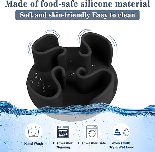 Miniatura 4 de WINSEE Cuencos para perros de alimentación lenta, cuenco Dow de silicona suave para perros pequeños, medianos y grandes (negro, grande)