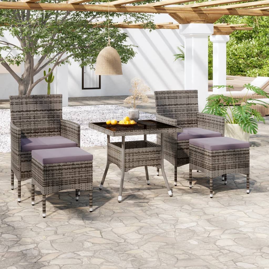 Salon de jardin en résine tressée résistant intempéries gris